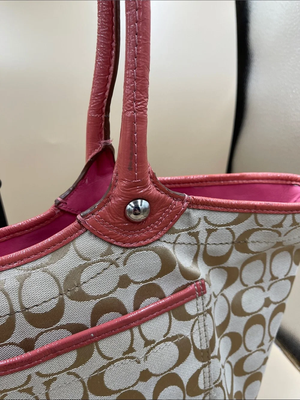 Coach Bleeker Pink Floral Tote Bag with Matching Wallet